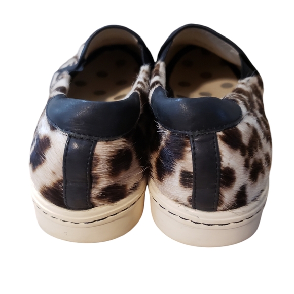 Boden Womens 7 Calf Fur Snow Leopard Slip On Trainer Sneaker Shoe Brown White - Picture 7 of 10